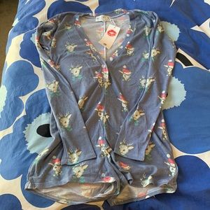 Wildfox reindeer Christmas onesie pajamas